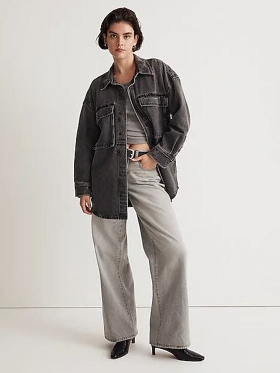 Madewell Jackets & Blazers - Madewell Oversized Denim Cargo Shirt Jacket Faded Black Size M